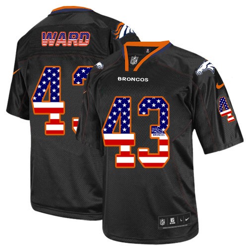 Men's Elite T.J. Ward Nike Jersey Black - #43 USA Flag Fashion NFL Denver Broncos